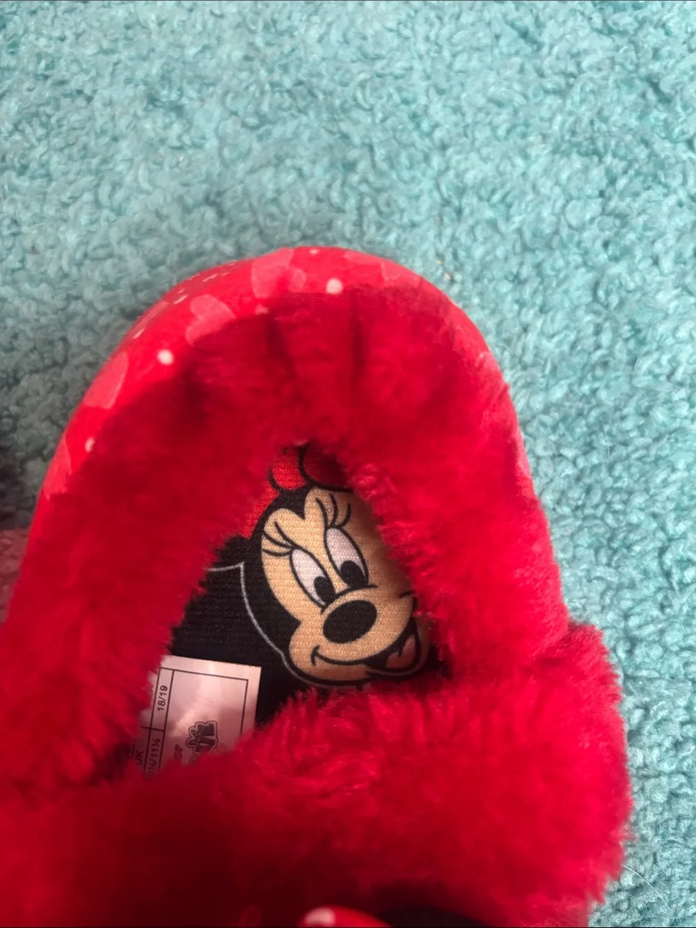 Disney Minnie Mouse Red & Black Kids Slippers with Polka-Dot Bow
